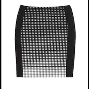 White House Black Market Black Grid Pencil Skirt